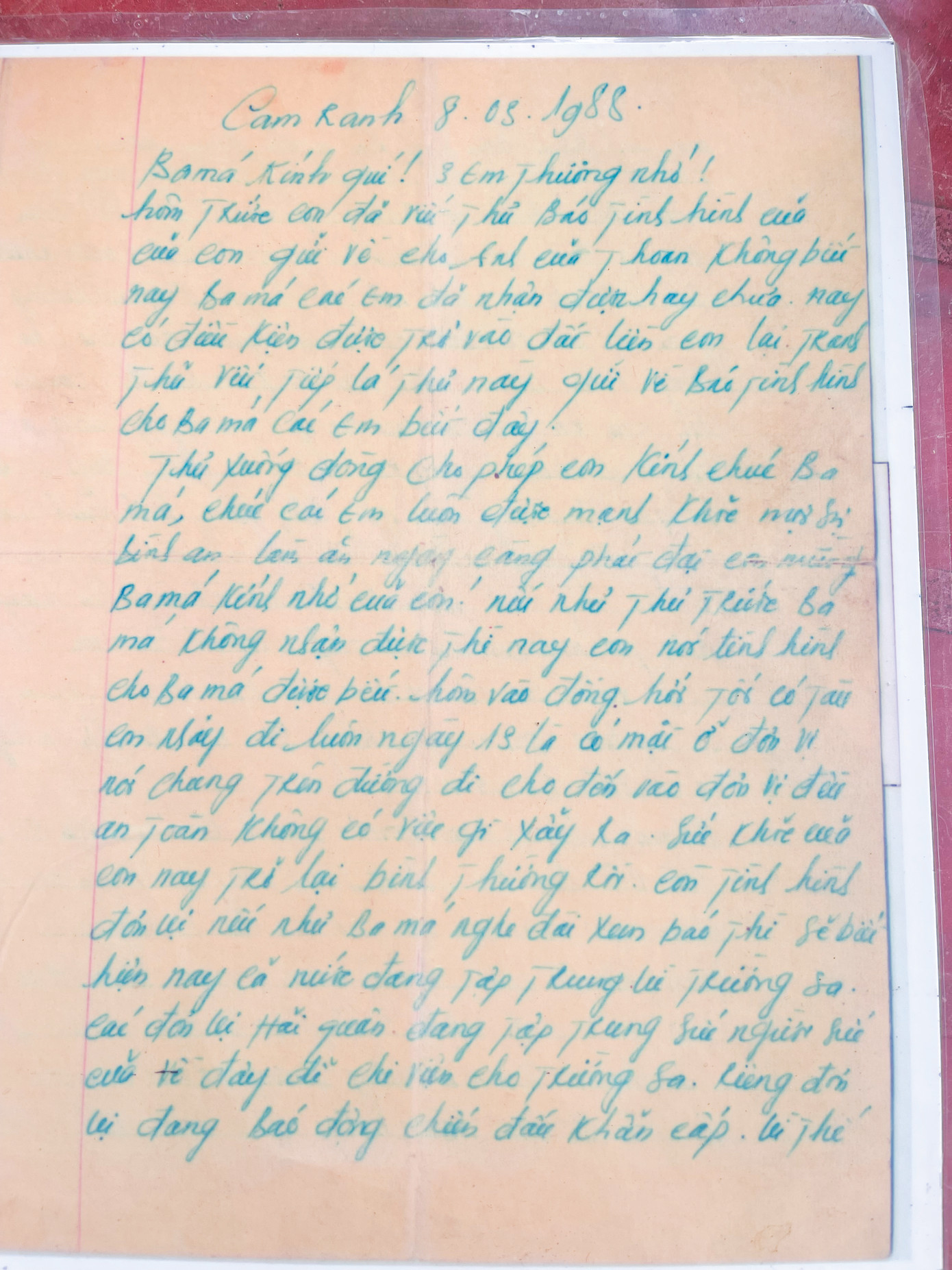 Bức thư cuối cùng của liệt sỹ Trần Văn Phương gửi về nhà trước khi hi sinh