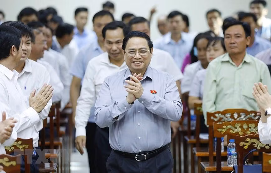 Thủ tướng Phạm Minh Chính và đoàn đại biểu TP Cần Thơ tiếp xúc cử tri. ẢNH: TTXVN Thủ tướng Phạm Minh Chính và đoàn đại biểu TP Cần Thơ tiếp xúc cử tri. ẢNH: TTXVN