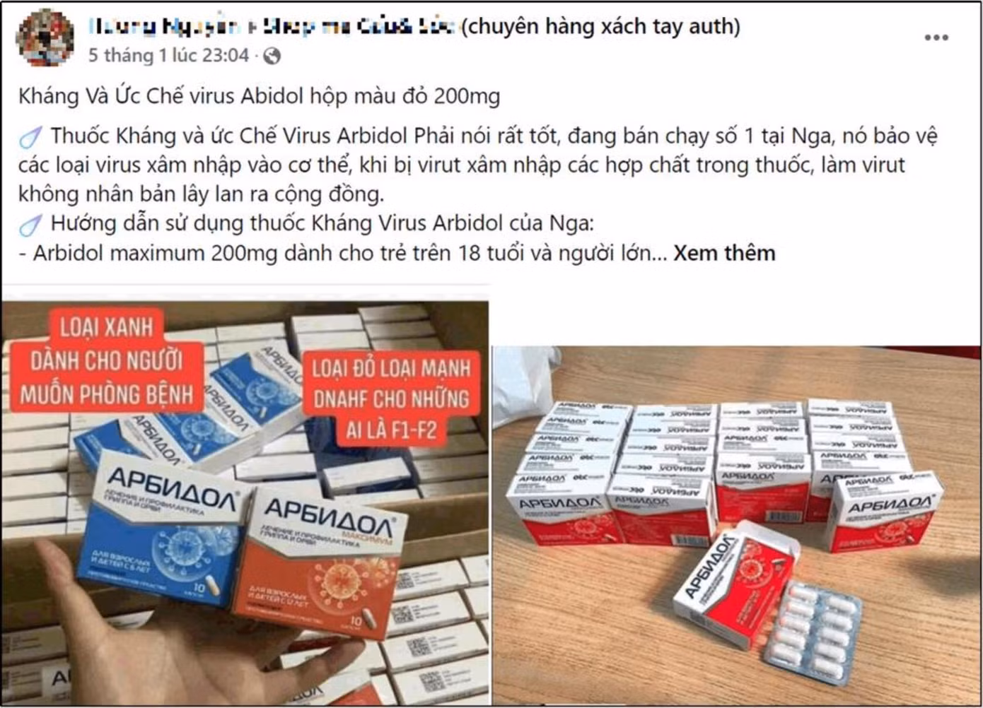 Thuốc “xách tay” của Nga được rao bán tràn lan trên mạng xã hội Thuốc “xách tay” của Nga được rao bán tràn lan trên mạng xã hội