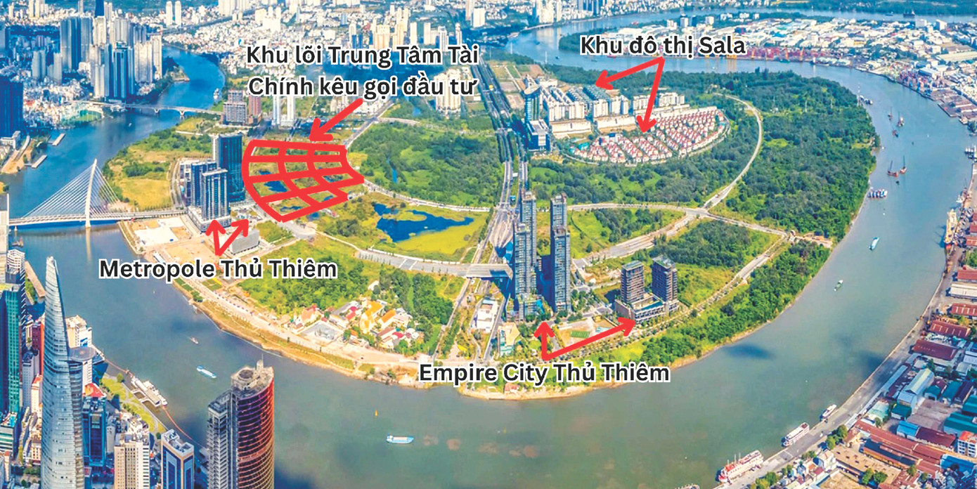 Vị trí xây dựng Trung tâm tài chính TPHCM ở Khu đô thị mới Thủ Thiêm