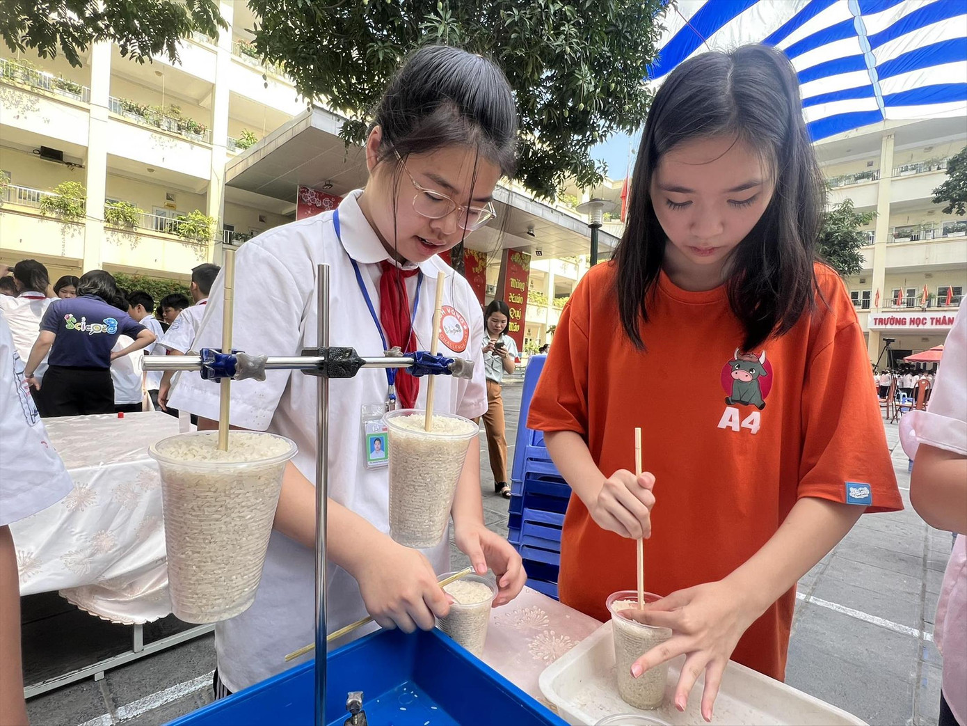 Học sinh tham gia hoạt động STEM tại Trường THCS Dịch Vọng (Hà Nội) ngày 18/5