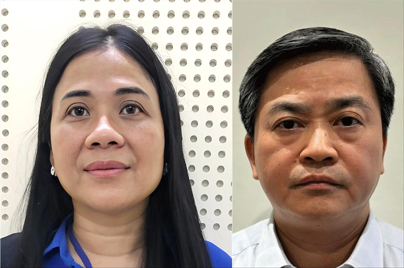 Cựu Bí thư Tỉnh ủy Bến Tre Lê Đức Thọ (phải) và Mai Thị Hồng Hạnh. Ảnh: CA