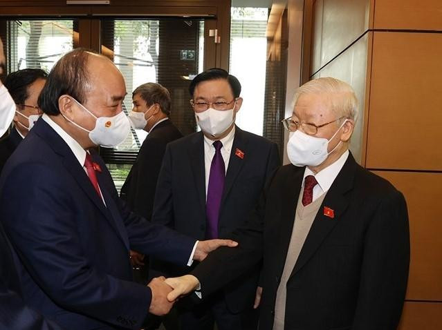 Tổng Bí thư Nguyễn Phú Trọng và các đồng chí lãnh đạo Ðảng, Nhà nước dự phiên khai mạc. Ảnh: Như Ý Tổng Bí thư Nguyễn Phú Trọng và các đồng chí lãnh đạo Ðảng, Nhà nước dự phiên khai mạc. Ảnh: Như Ý