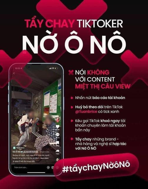 Nhiều cư dân mạng lập chiến dịch tẩy chay các TikTok “bẩn” như Nờ Ô Nô Nhiều cư dân mạng lập chiến dịch tẩy chay các TikTok “bẩn” như Nờ Ô Nô