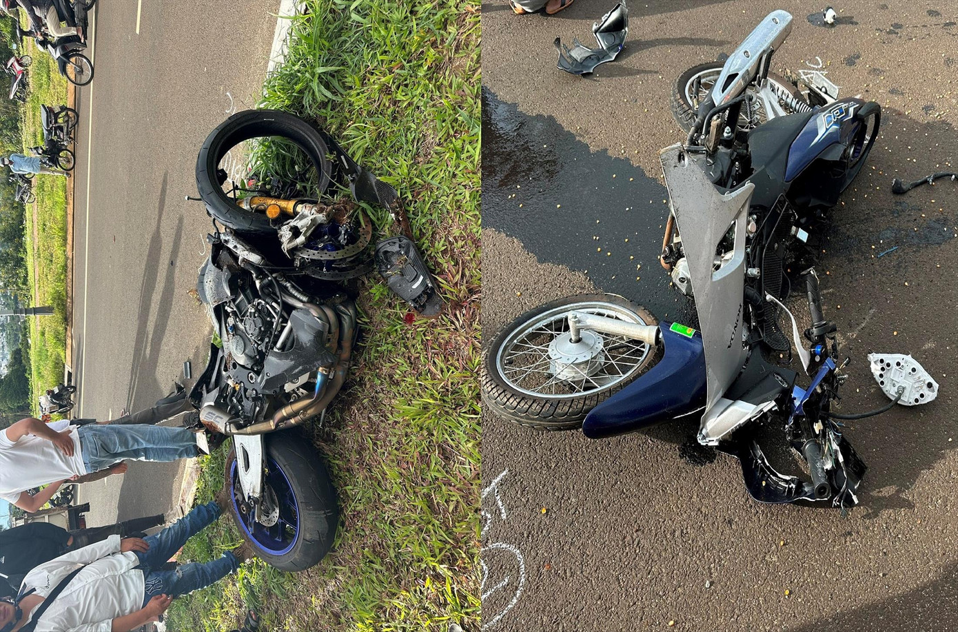 Vụ tai nạn khiến hai chiếc xe vỡ nát