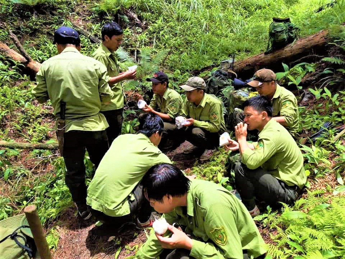 Lực lượng kiểm lâm VQG Chư Yang Sin ăn cơm nắm giữ rừng