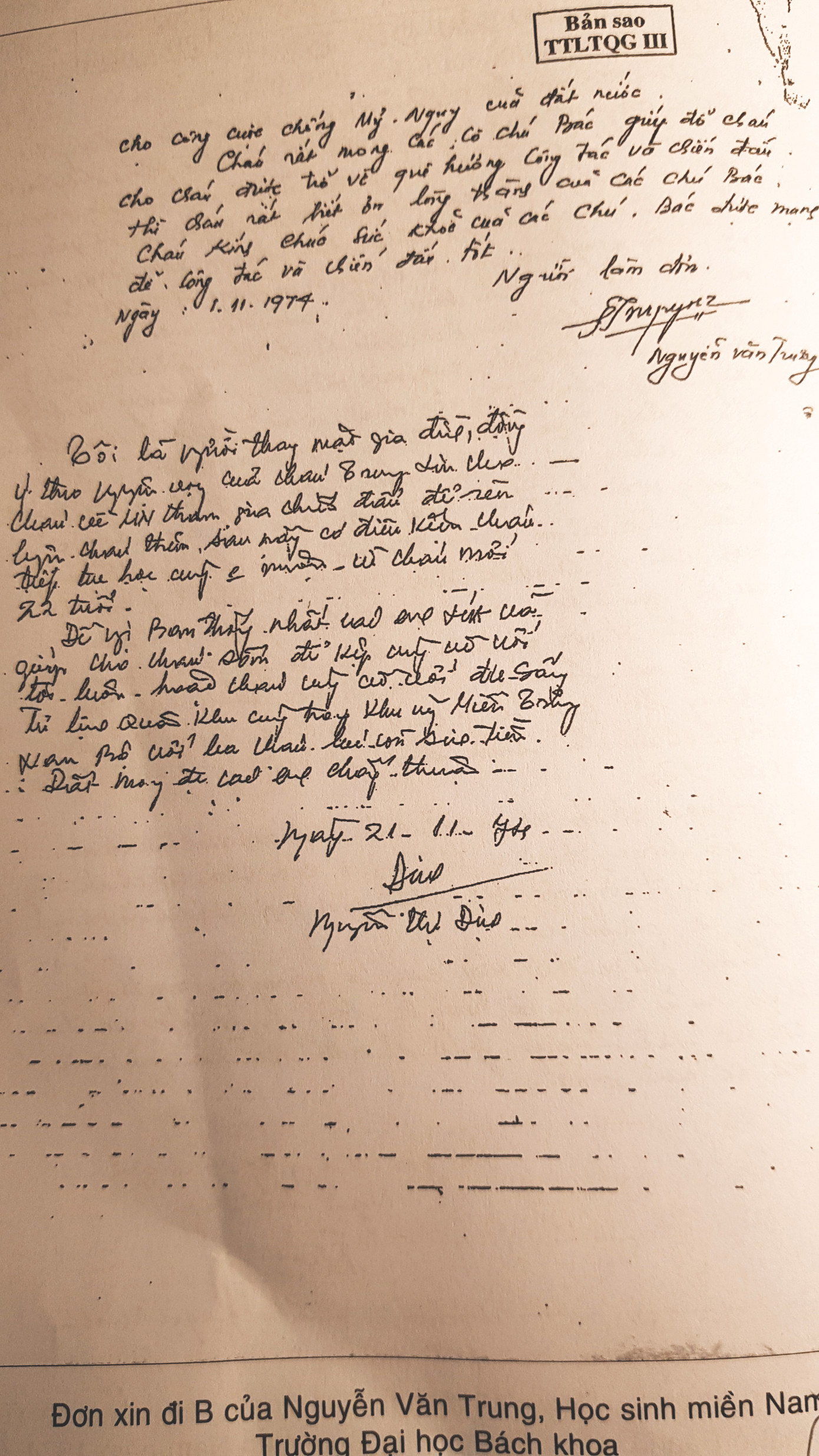 Đơn của bà Ba Định &amp;Sinh viên ĐHBK Nguyễn Văn Trung
