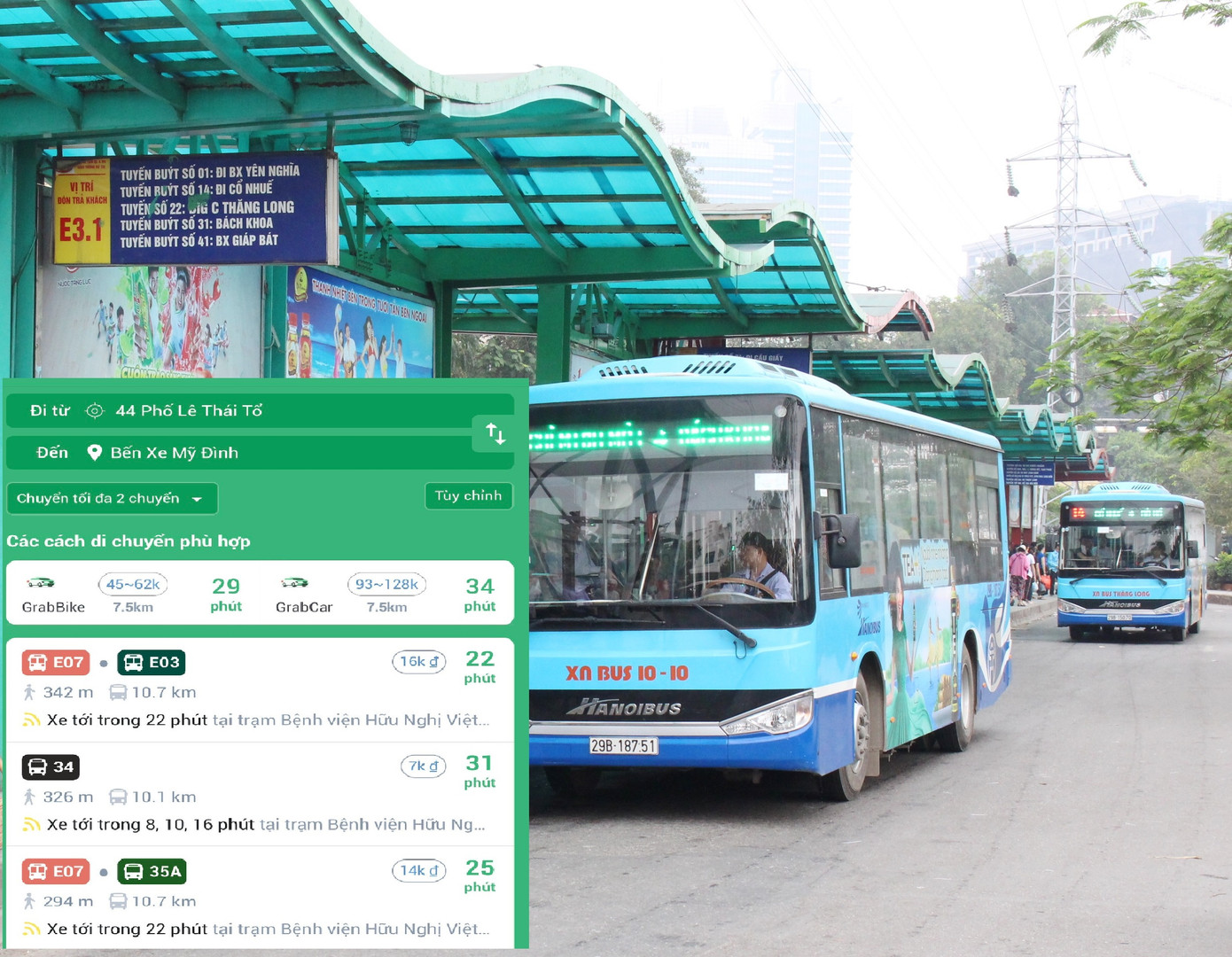 Ứng dụng “BusMap Hà Nội” (ảnh nhỏ) đang giúp hành khách tìm phương tiện công cộng thuận lợi