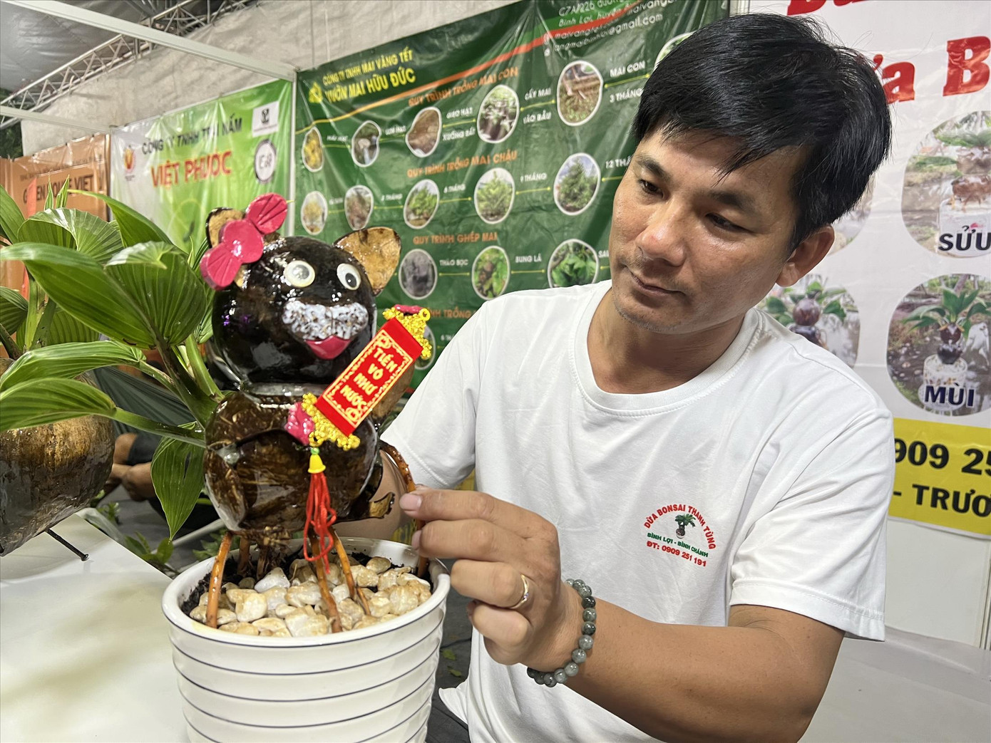 Anh Đậu Thanh Tùng đưa khoảng 300 dừa bonsai hình mèo tài lộc ra thị trường Tết 2023 Anh Đậu Thanh Tùng đưa khoảng 300 dừa bonsai hình mèo tài lộc ra thị trường Tết 2023