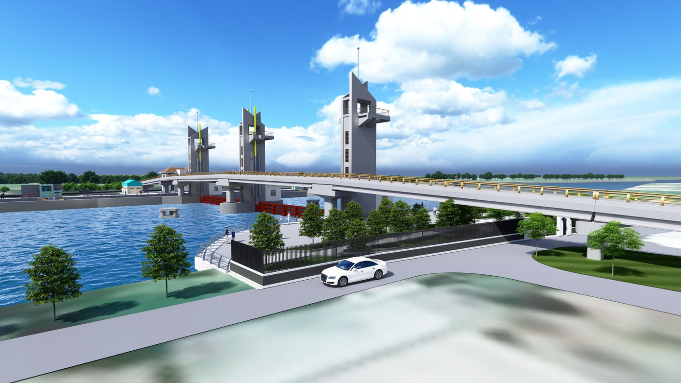 Phối cảnh cống ngăn mặn trên 500 tỷ đồng ở Sóc Trăng Phối cảnh cống ngăn mặn trên 500 tỷ đồng ở Sóc Trăng