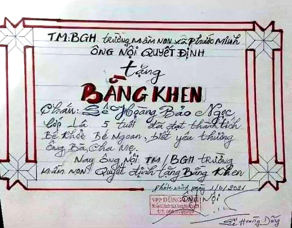 Bằng khen có một không hai