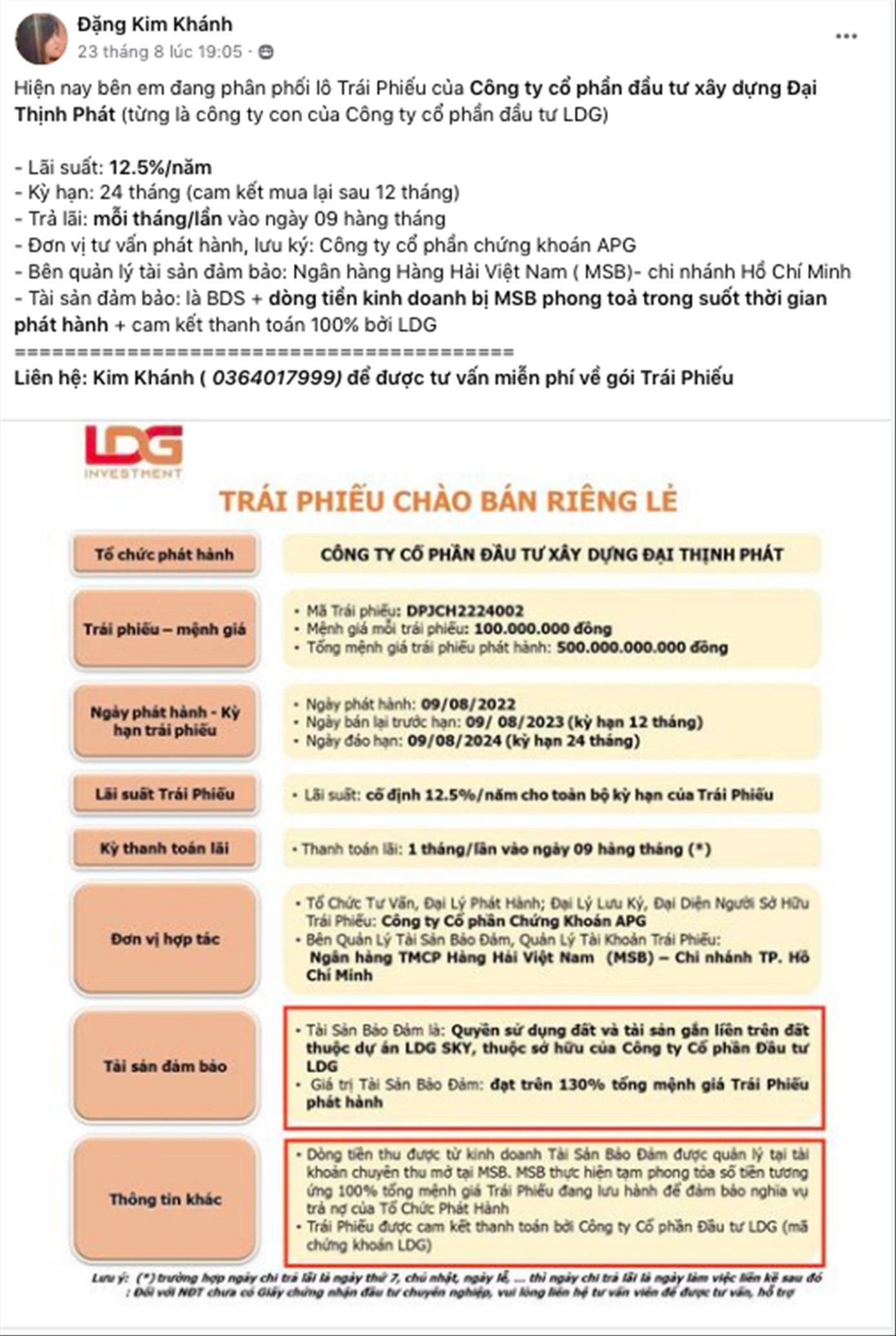 Môi giới chào mời mua trái phiếu HQN bằng hợp đồng uỷ quyền. Trong ảnh, 1 dự án được quảng bá làm tài sản đảm bảo của trái phiếu HQN