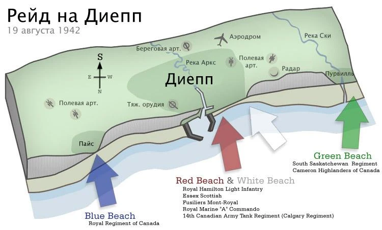 Sơ đồ phân khu đổ bộ đánh dấu theo mầu. Sơ đồ phân khu đổ bộ đánh dấu theo mầu