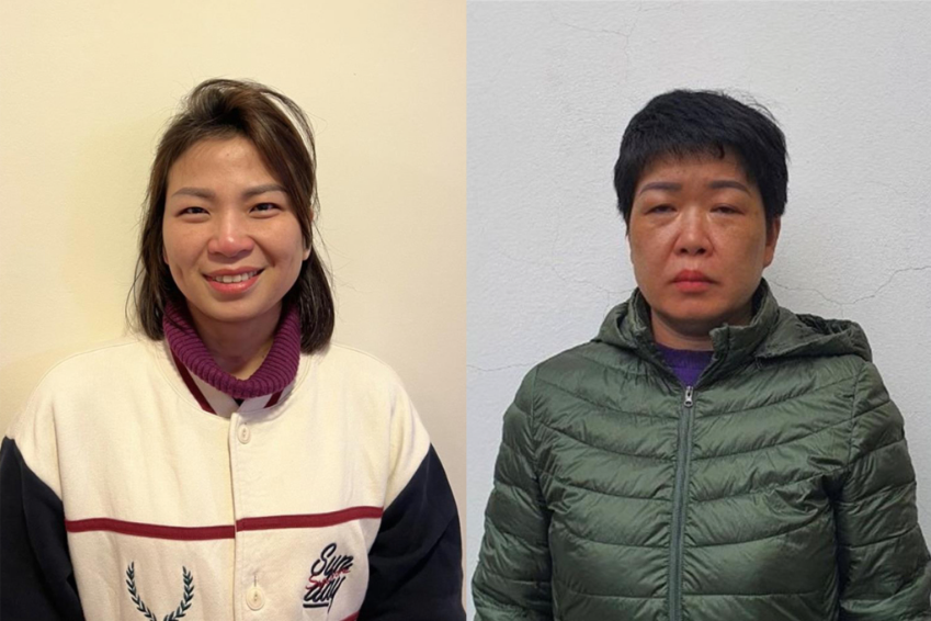 Bị can Lê Thị Huệ và Nguyễn Thị Ngọc Anh.