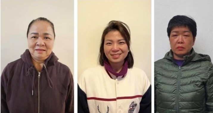 Bị can Trần Tuyết Mai, Lê Thị Huệ, Nguyễn Thị Ngọc Ánh. Bị can Trần Tuyết Mai, Lê Thị Huệ, Nguyễn Thị Ngọc Ánh.