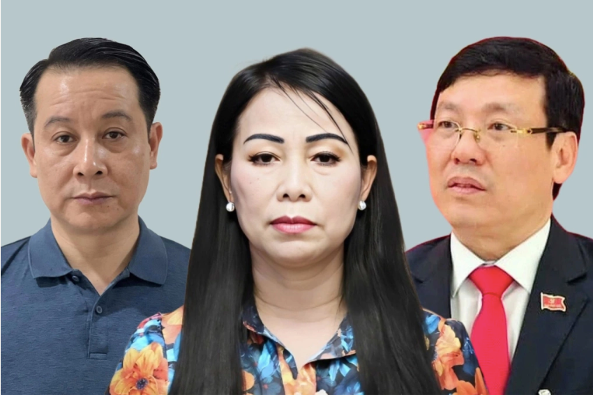 Các bị can là cựu lãnh đạo cấp cao tỉnh Vĩnh Phúc, gồm: Phó bí thư thường trực Phạm Hoàng Anh, Bí thư Hoàng Thị Thúy Lan và Chủ tịch Lê Duy Thành (từ trái qua). Các bị can là cựu lãnh đạo cấp cao tỉnh Vĩnh Phúc, gồm: Phó bí thư thường trực Phạm Hoàng Anh, Bí thư Hoàng Thị Thúy Lan và Chủ tịch Lê Duy Thành (từ trái qua).