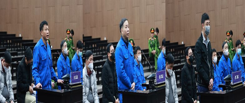 Nhóm bị cáo trong vụ án.