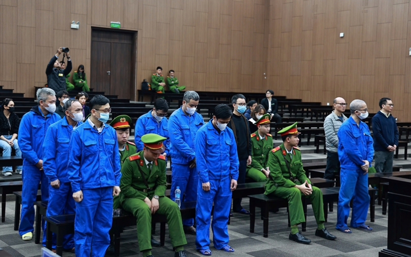 Các bị cáo tại phiên tòa.