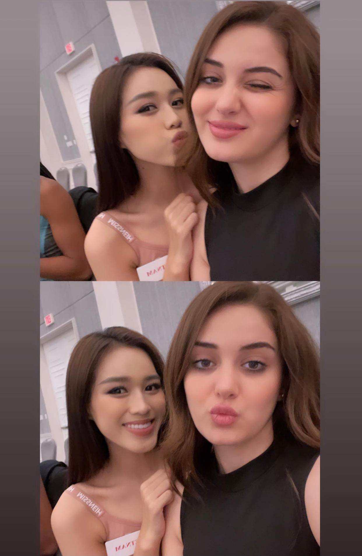 Người đẹp chăm chỉ tương tác với các thí sinh còn lại.