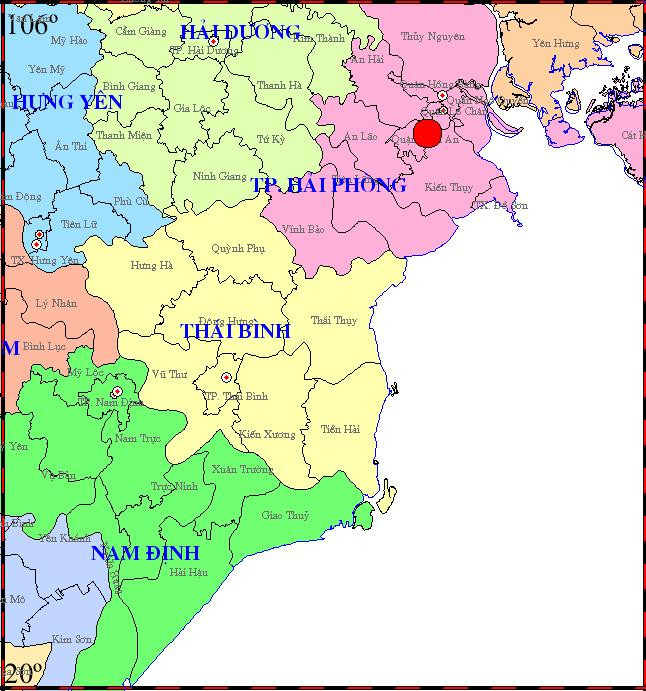 Động đất xảy ra tại huyện Thủy Nguyên, TP Hải Phong có tọa độ: 20.99 độ vĩ Bắc, 106.81 độ kinh Đông
