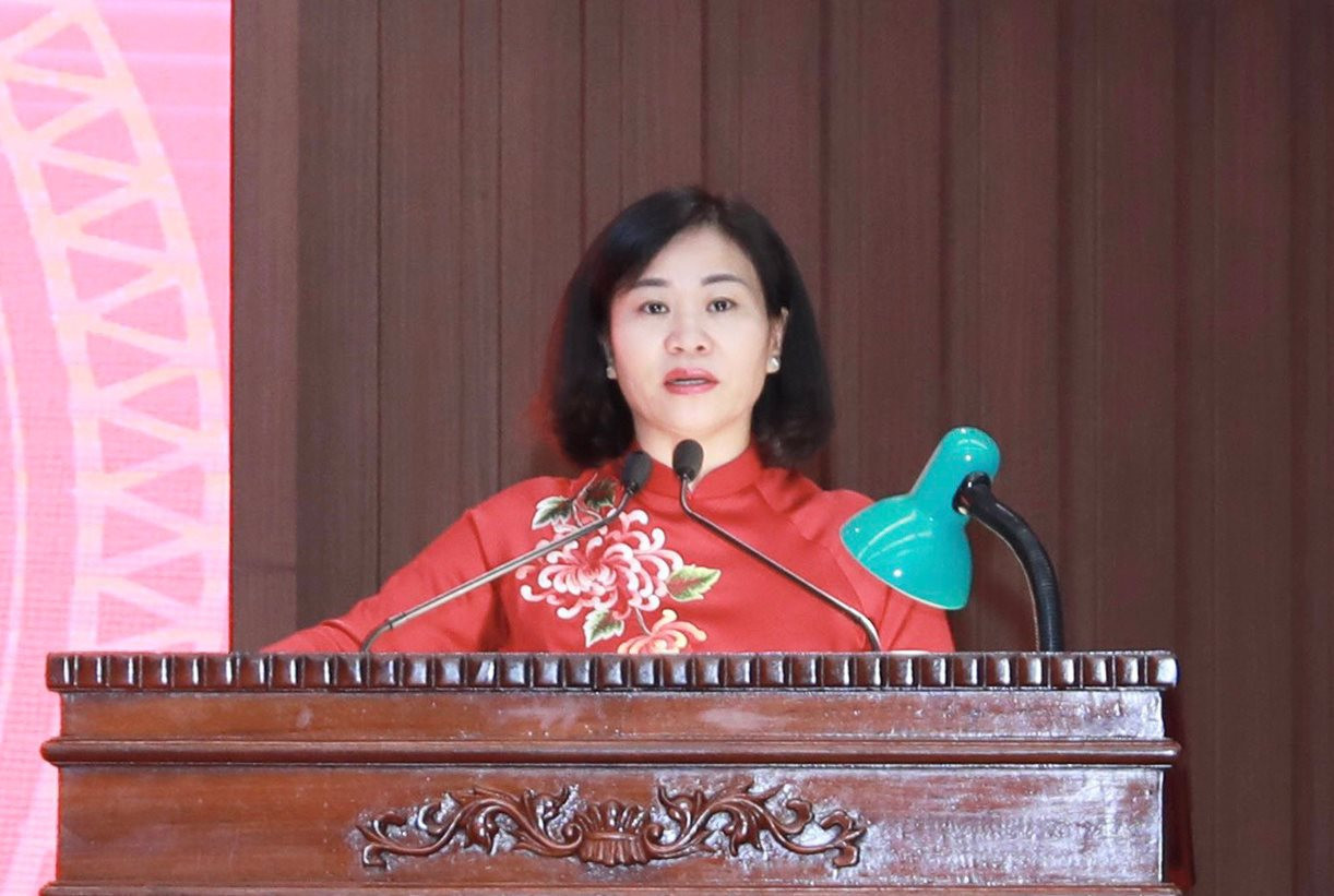 Phó Bí thư Thường trực Thành uỷ Hà Nội Nguyễn Thị Tuyến phát biểu tại buổi lễ. Ảnh: PV. Phó Bí thư Thường trực Thành uỷ Hà Nội Nguyễn Thị Tuyến phát biểu tại buổi lễ. Ảnh: PV.