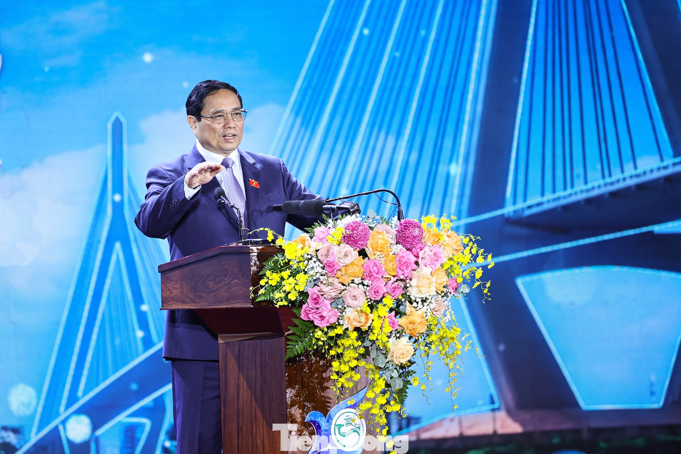 Thủ tướng Chính phủ Phạm Minh Chính phát biểu tại lễ công bố Quy hoạch thành phố Cần Thơ. Ảnh: Đoàn Bắc.