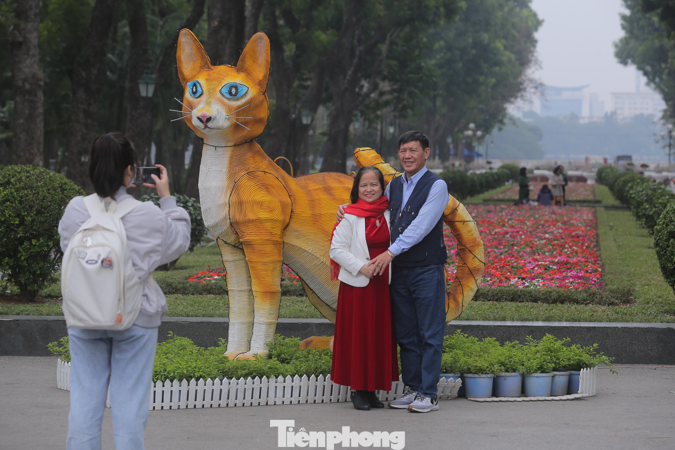 Mô hình mèo thu hút sự chú ý của người dân Thủ đô và du khách. Ảnh: Duy Phạm