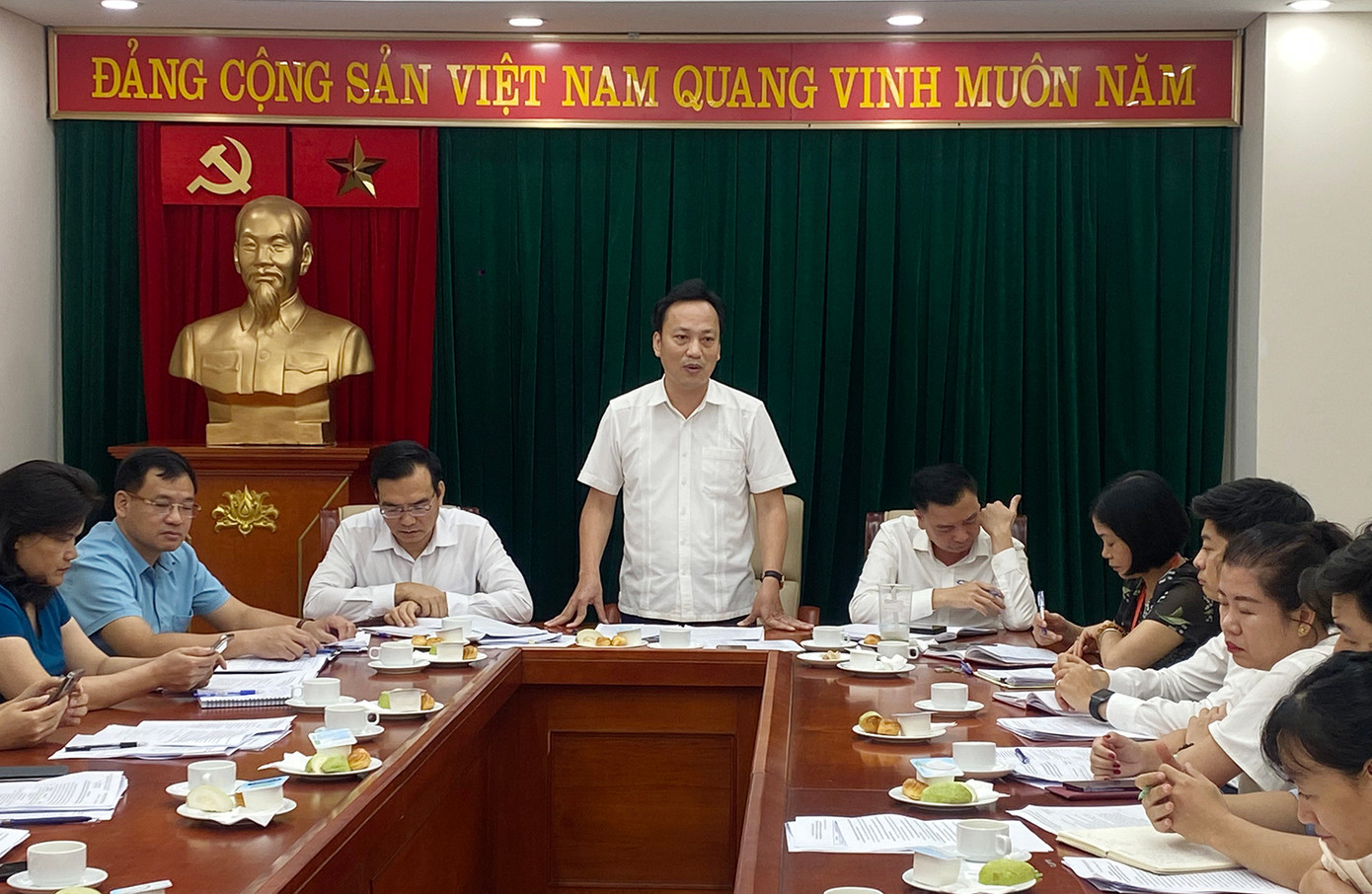 Ban tổ chức Cuộc thi chính luận về bảo vệ nền tảng tư tưởng của Đảng năm 2023 trong Đảng bộ Khối các cơ quan T.Ư năm 2023 vừa tổ chức cuộc họp về kết quả bước đầu. Ảnh: PV.