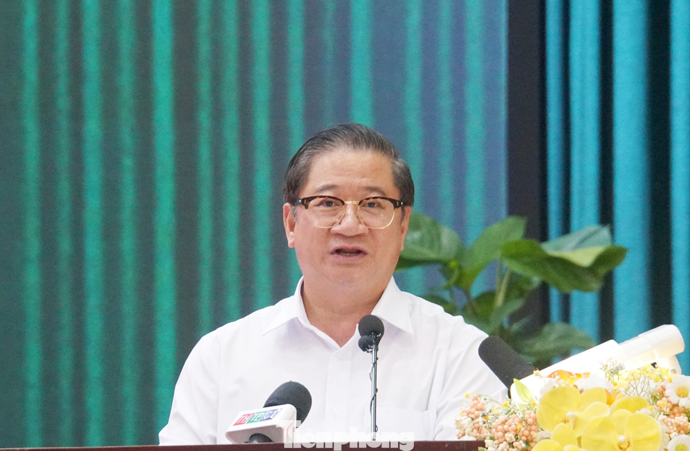 Chủ tịch UBND thành phố Cần Thơ Trần Việt Trường trao đổi tại hội nghị. Ảnh: Hoà Hội. Chủ tịch UBND thành phố Cần Thơ Trần Việt Trường trao đổi tại hội nghị. Ảnh: Hoà Hội.