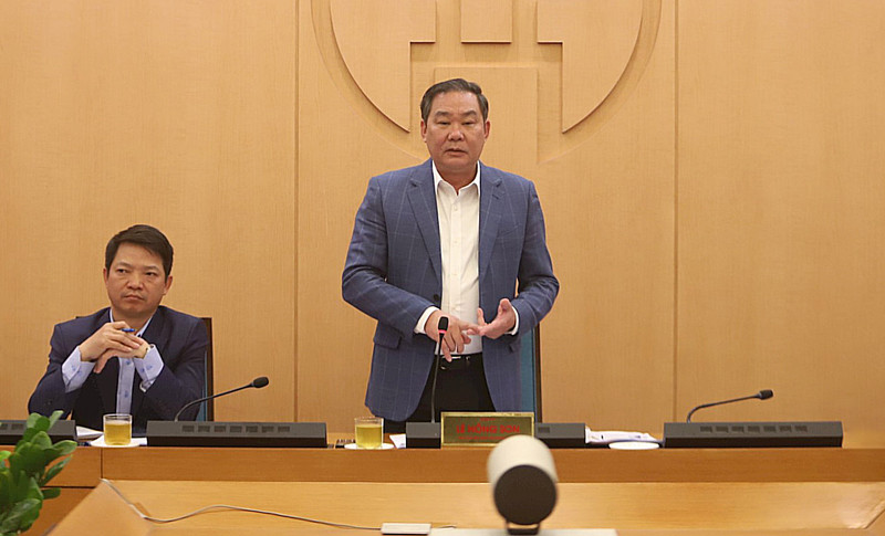 Phó Chủ tịch Thường trực UBND thành phố Hà Nội Lê Hồng Sơn phát biểu tại cuộc họp. Ảnh: PV. Phó Chủ tịch Thường trực UBND thành phố Hà Nội Lê Hồng Sơn phát biểu tại cuộc họp. Ảnh: PV.