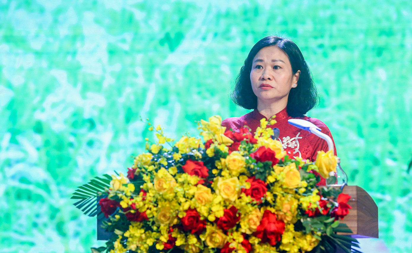 Phó Bí thư Thường trực Thành uỷ Hà Nội Nguyễn Thị Tuyến phát biểu tại buổi lễ. Ảnh: Duy Phạm. Phó Bí thư Thường trực Thành uỷ Hà Nội Nguyễn Thị Tuyến phát biểu tại buổi lễ. Ảnh: Duy Phạm.