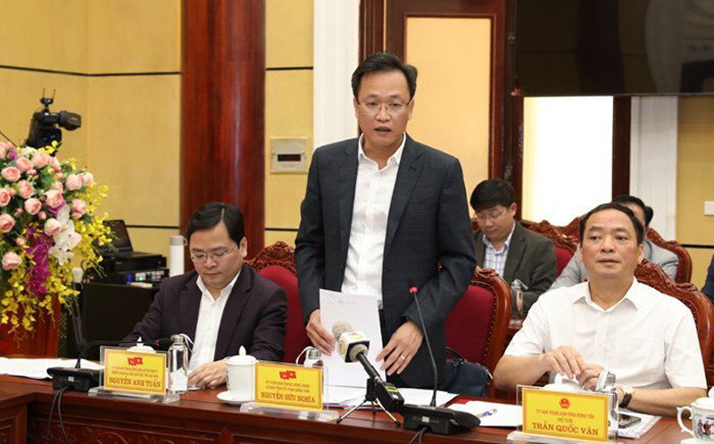 Bí thư Tỉnh uỷ Hưng Yên Nguyễn Hữu Nghĩa phát biểu tại hội nghị. Ảnh: PV