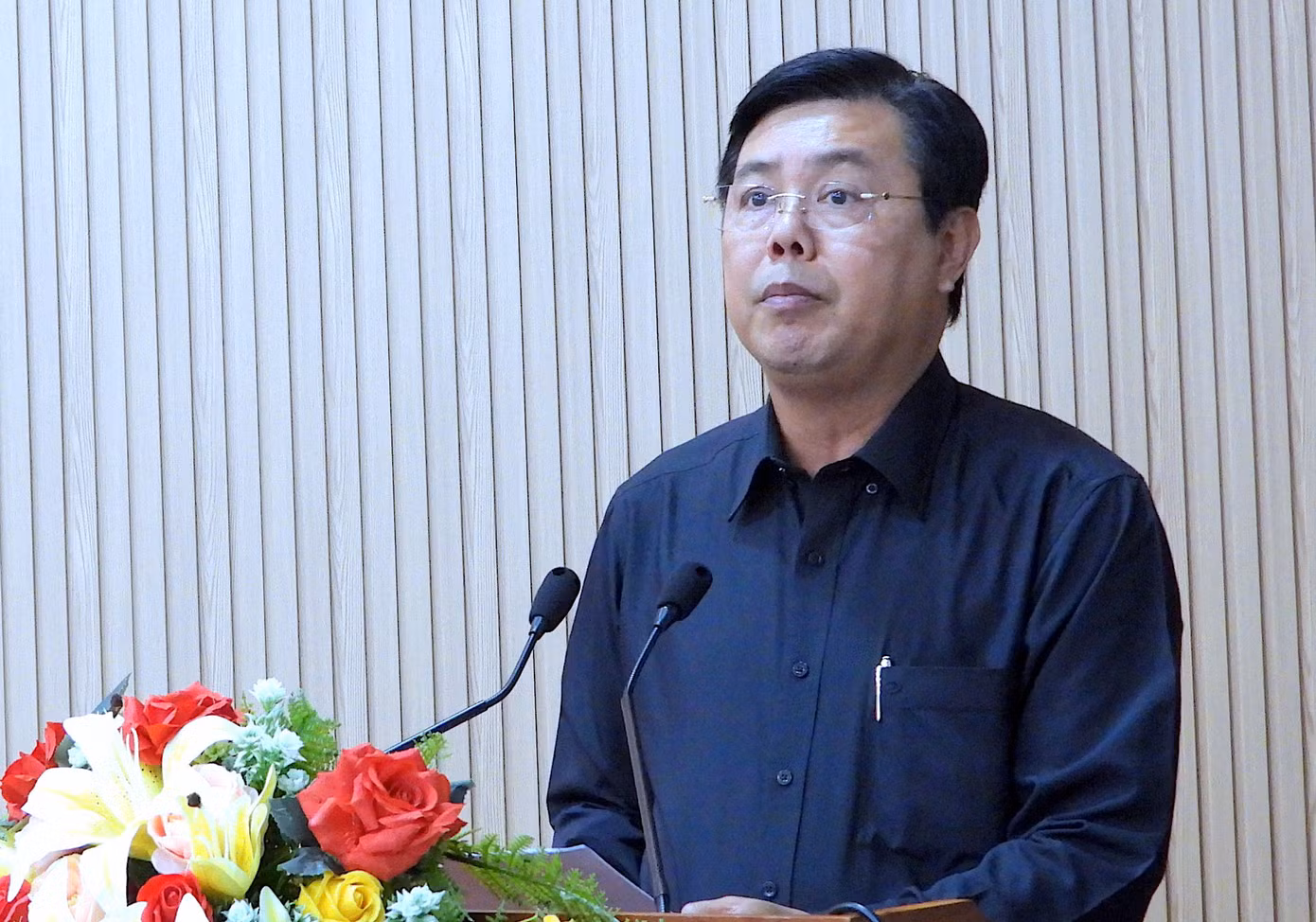 Bí thư Tỉnh uỷ Cà Mau Nguyễn Tiến Hải phát biểu chỉ đạo tại hội nghị.