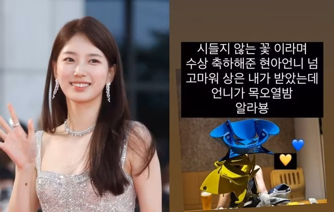 Suzy đã nhận được giải Nữ diễn viên chính xuất sắc nhất cho vai diễn trong bộ phim truyền hình trên nền tảng Coupang Play Anna tại Lễ trao giải Rồng Xanh lần thứ 2, được tổ chức vào ngày 19/7.