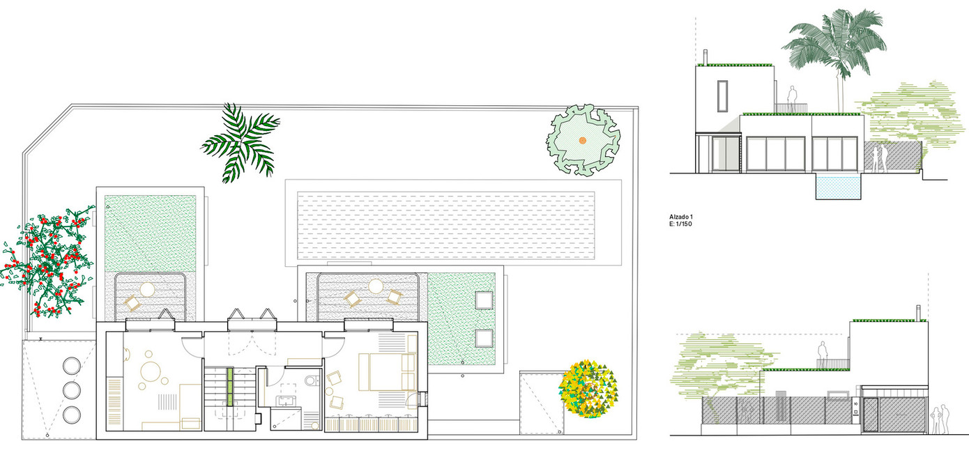 Để giảm nhiệt cho ngôi nhà vào mùa hè, KTS ứng dụng “Hiệu ứng bình đất nung” bằng cách lấy nước mưa từ mái nhà, tưới nhỏ giọt lên sân thượng. Để giảm nhiệt cho ngôi nhà vào mùa hè, KTS ứng dụng “Hiệu ứng bình đất nung” bằng cách lấy nước mưa từ mái nhà, tưới nhỏ giọt lên sân thượng.