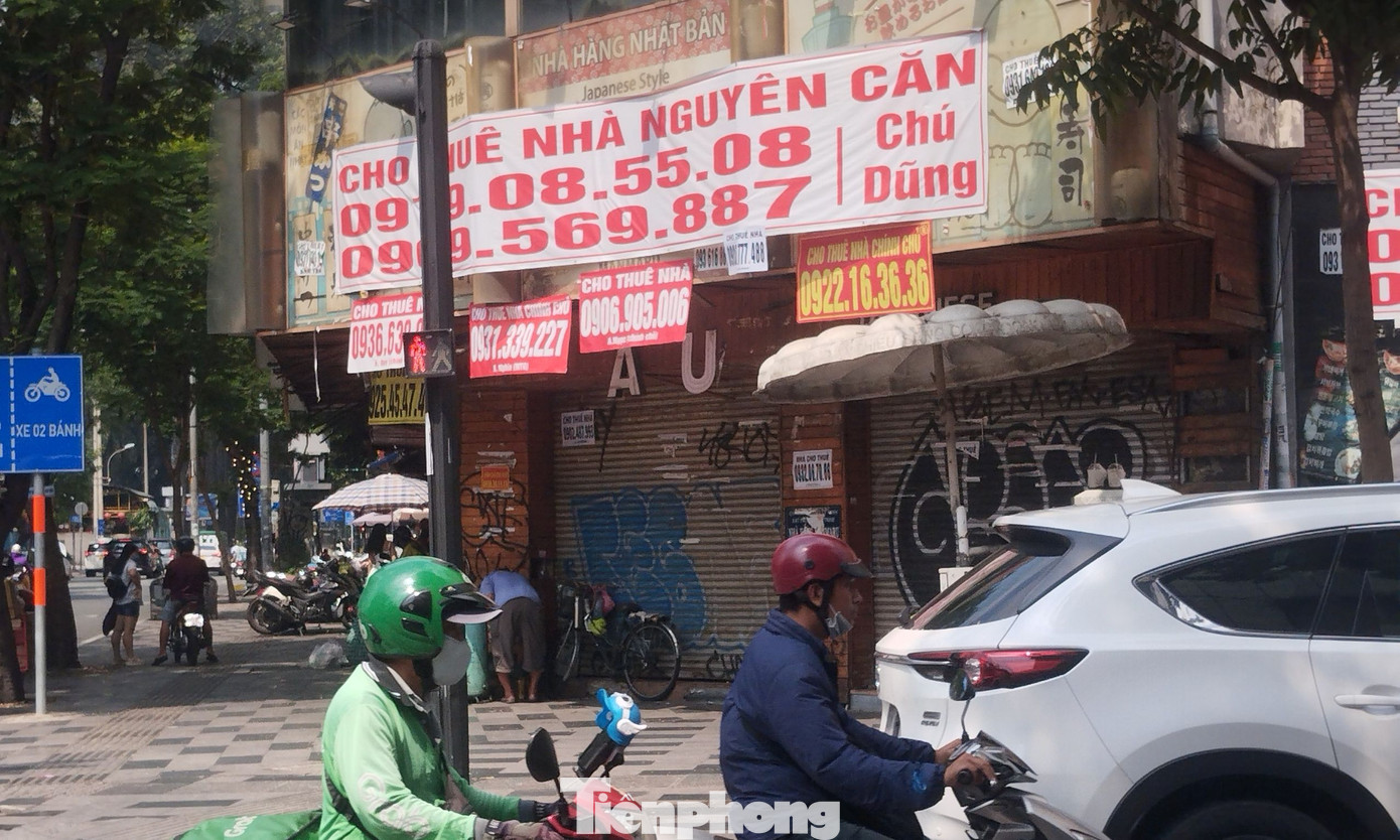 Hiện tại, tính trung bình cứ 1m2 mặt tiền của mặt bằng ở lô góc giao giữa đường Lý Tự Trọng và Trương Định có tới 6 – 7 biển rao bán, cho thuê nhà, cửa hàng – một điều chưa từng xảy ra trước đây. (Ảnh: Lộc Liên)