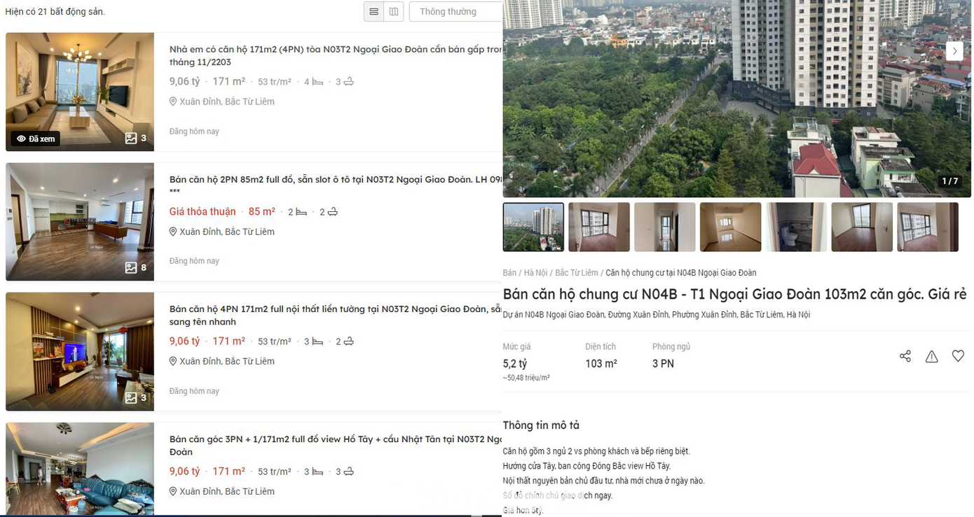 Trong khi chủ nhà và một số môi giới rao bán căn hộ tại dự án Ngoại giao Đoàn trong khoảng 45 - 55 triệu đồng/m2 thì không ít môi giới rao bán ở mức 80 - 101 triệu đồng/m2 và mức giá ngày càng tăng. Trong khi chủ nhà và một số môi giới rao bán căn hộ tại dự án Ngoại giao Đoàn trong khoảng 45 - 55 triệu đồng/m2 thì không ít môi giới rao bán ở mức 80 - 101 triệu đồng/m2 và mức giá ngày càng tăng.