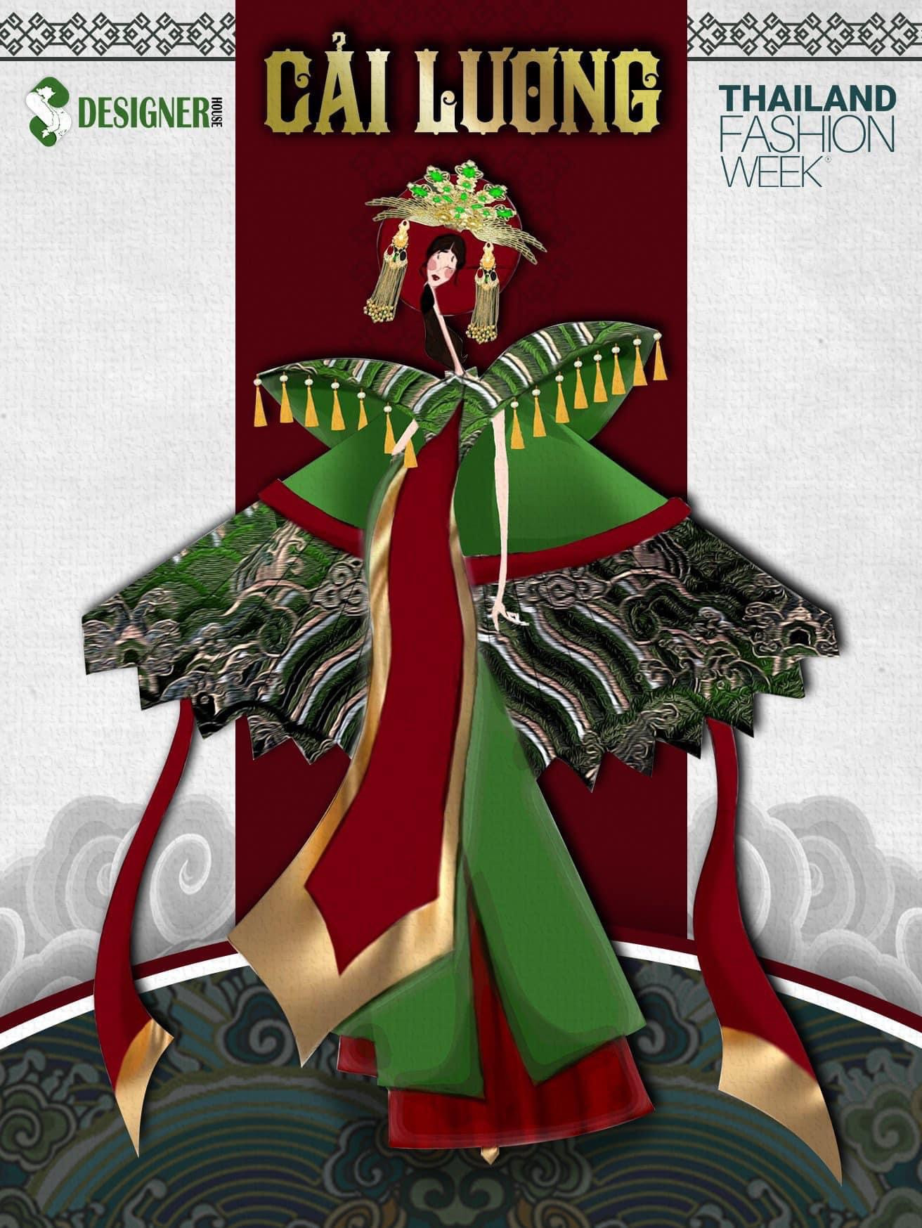 Thiết kế của Duyên được lấy cảm hứng từ Cải Lương tham dự Thailand Fashion Week 2022.