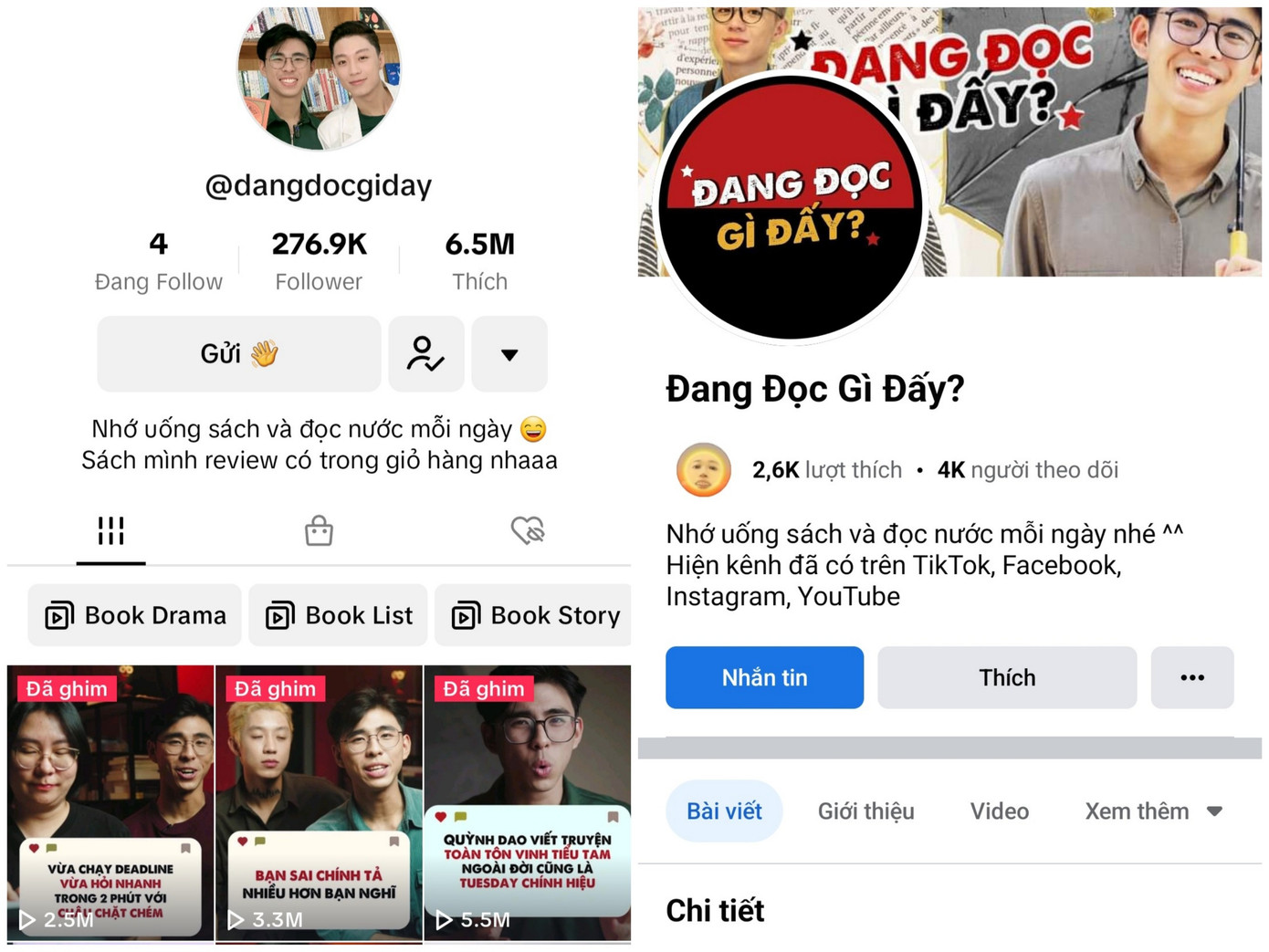 Các kênh truyền thông của dự án “Đang đọc gì đấy”.