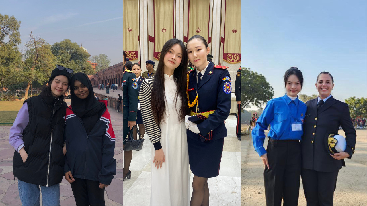 Tuyết Nga và bạn bè quốc tế (từ trái qua): Maldives, Mông Cổ, Argentina Tuyết Nga và bạn bè quốc tế (từ trái qua): Maldives, Mông Cổ, Argentina