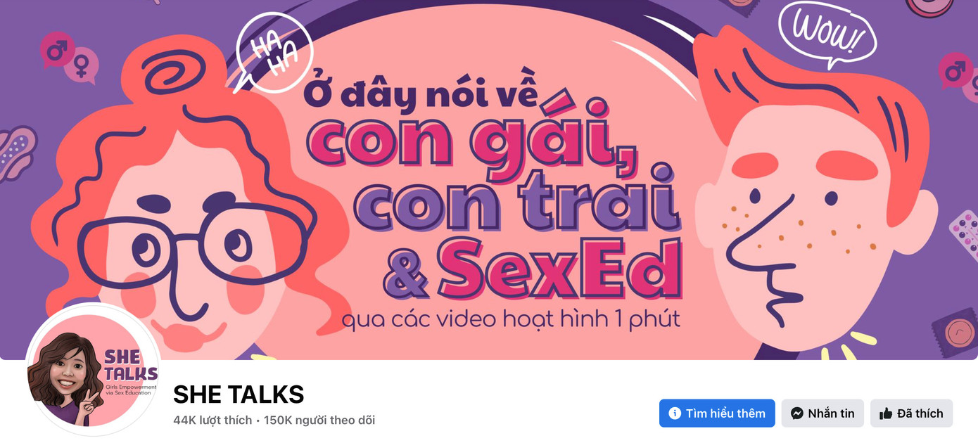 Fanpage She Talks đã hoạt động được gần 3 năm và đang sở hữu hơn 150 nghìn lượt theo dõi