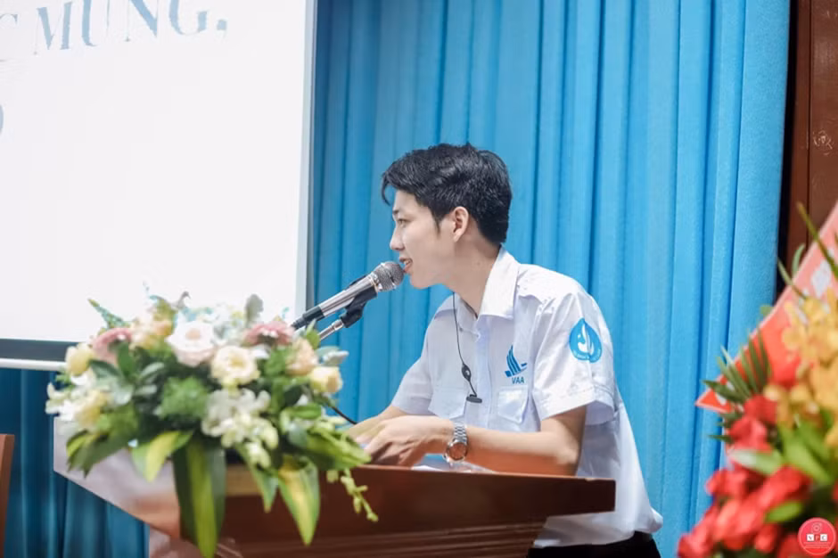 Phát biểu nhận nhiệm vụ tại Đại hội Hội sinh viên Việt Nam Học viện Hàng không Việt Nam lần thứ V, nhiệm kỳ 2020-2023.
