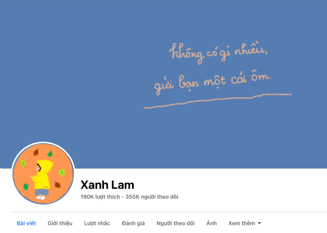 Fanpage Xanh Lam được thành lập vào năm 2019, đến nay đã sở hữu gần 200 nghìn lượt thích và 355 nghìn người theo dõi. Fanpage Xanh Lam được thành lập vào năm 2019, đến nay đã sở hữu gần 200 nghìn lượt thích và 355 nghìn người theo dõi.