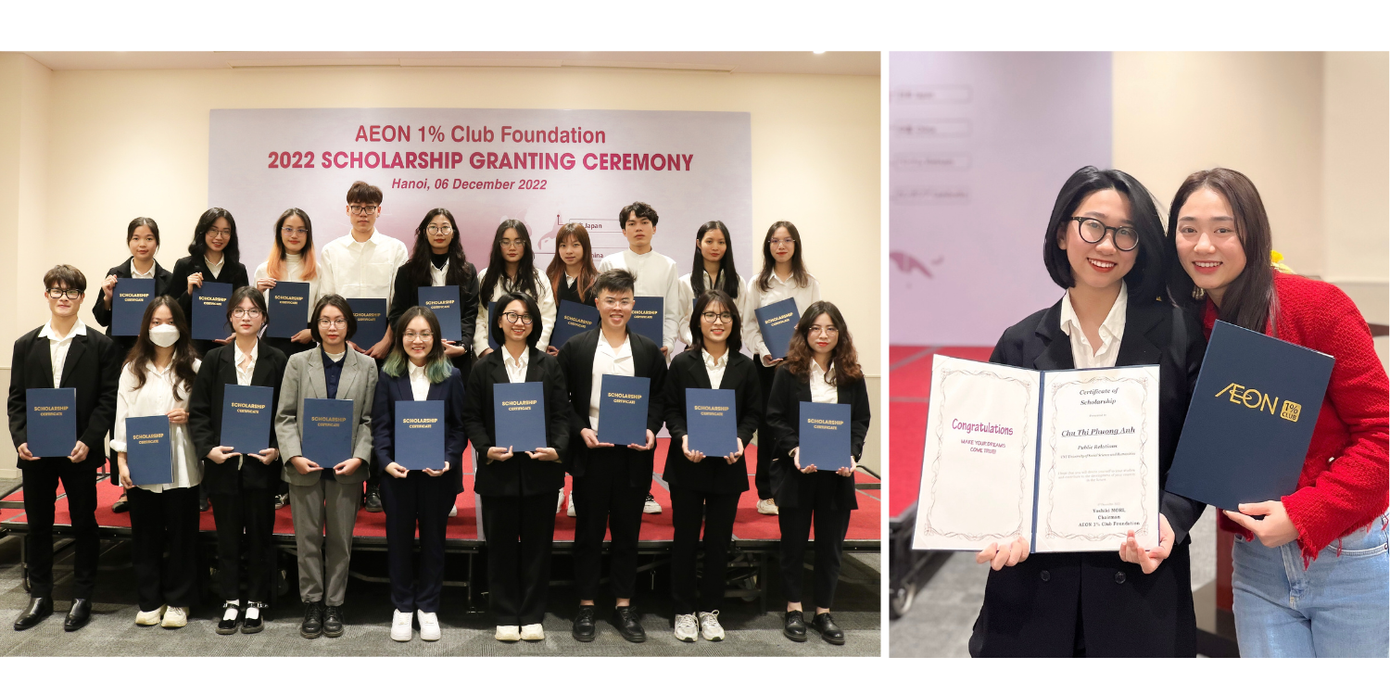 Phương Anh tại lễ trao Học bổng Quỹ Câu lạc bộ AEON 1% năm 2022.