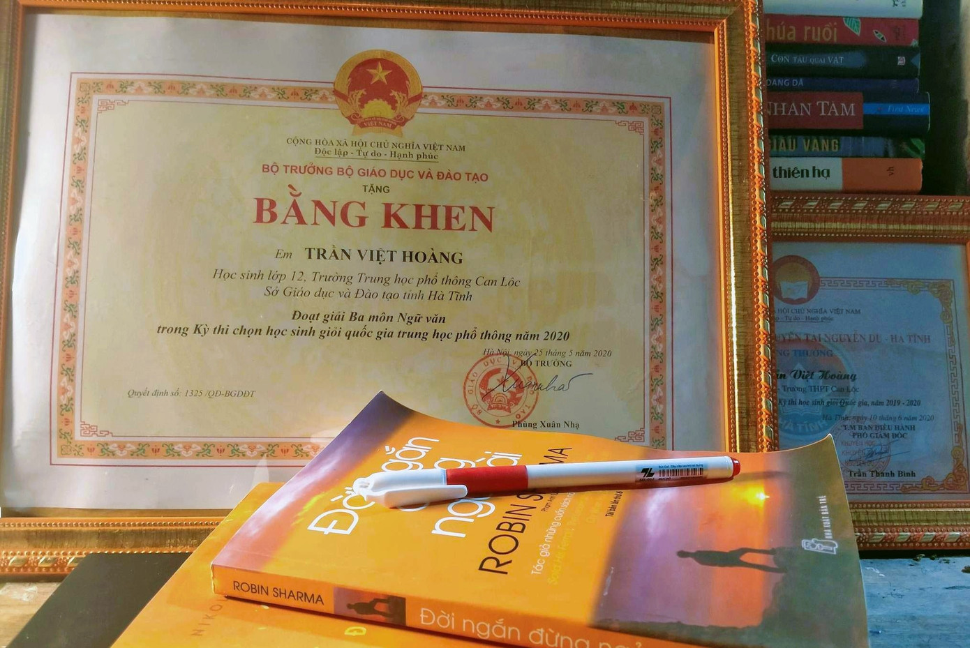 Đoạt giải Ba môn Ngữ Văn trong Kỳ thi chọn học sinh Giỏi quốc gia Tung học phổ thông 2020. Đoạt giải Ba môn Ngữ Văn trong Kỳ thi chọn học sinh Giỏi quốc gia Tung học phổ thông 2020.