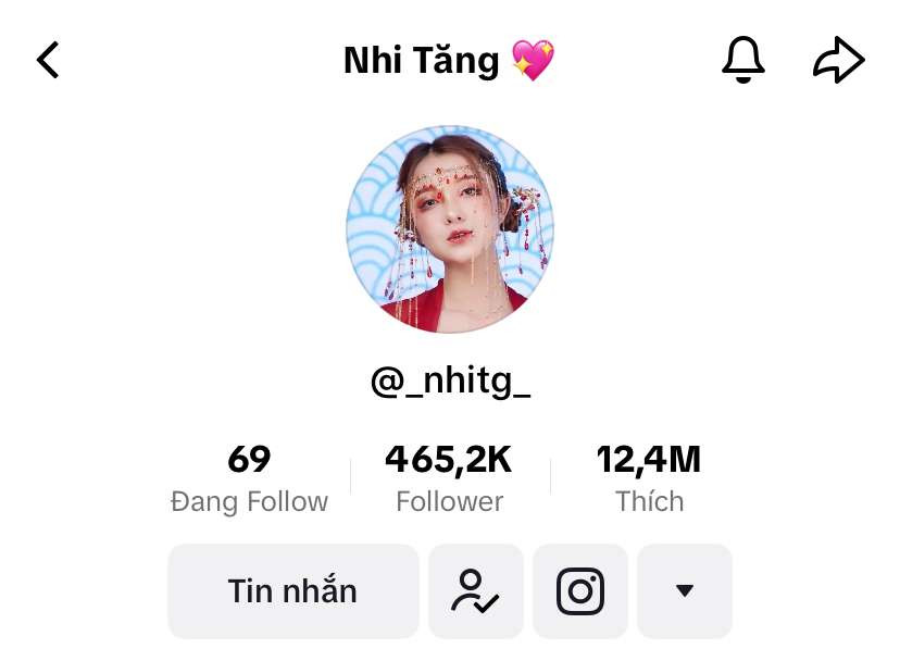 Cô nàng sở hữu kênh Tiktok cá nhân với hơn 465k người theo dõi.
