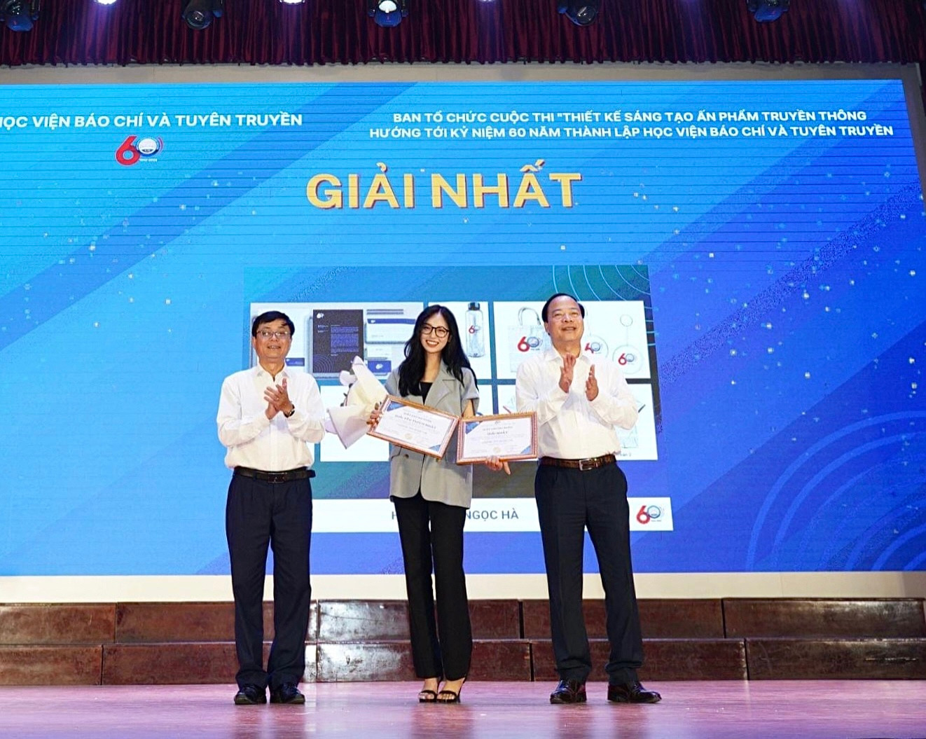 Giải nhất Thiết kế ấn phẩm truyền thông kỷ niệm 60 năm thành lập Học viện. Giải nhất Thiết kế ấn phẩm truyền thông kỷ niệm 60 năm thành lập Học viện.