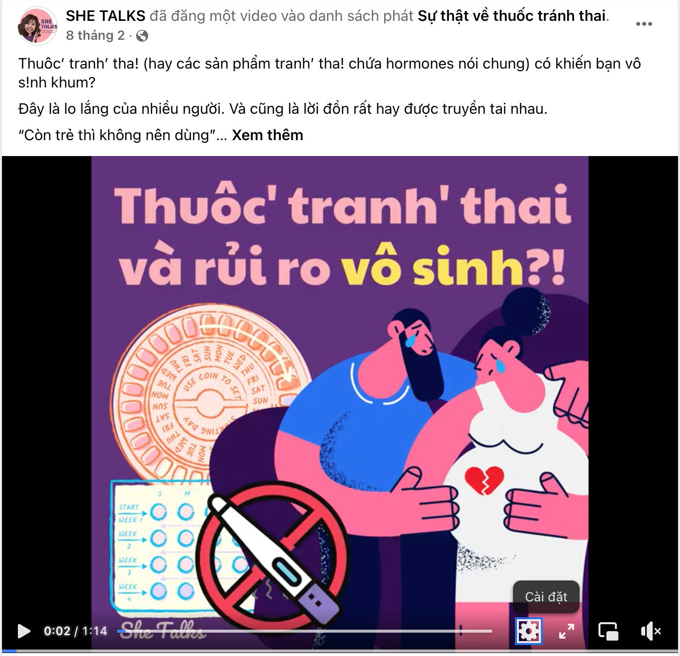 Một số bài đăng về nội dung Giáo dục Giới tính đăng trên page She Talks.