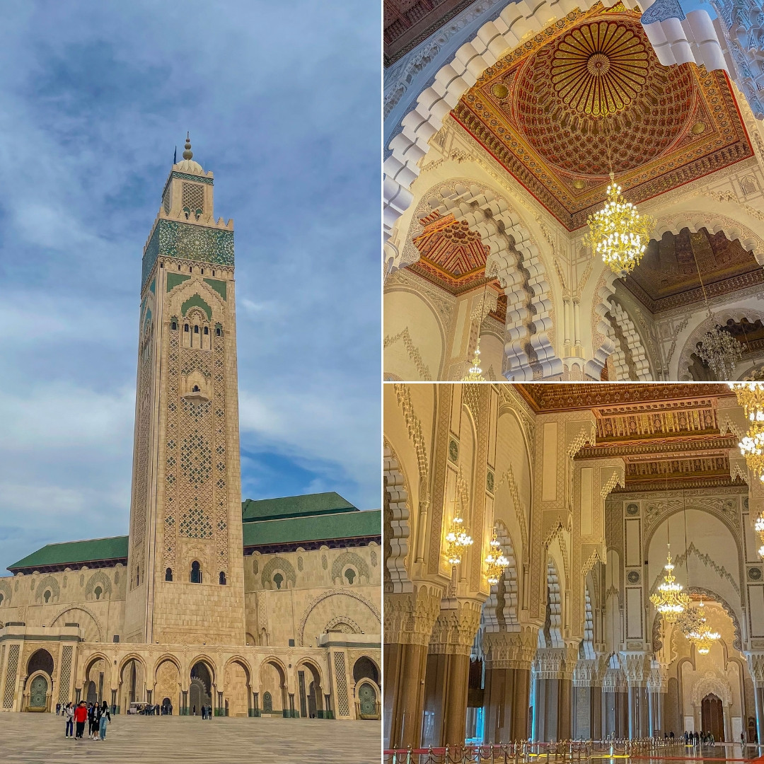 Kiến trúc bên ngoài và bên trong của Nhà thờ Hồi giáo Hassan II.