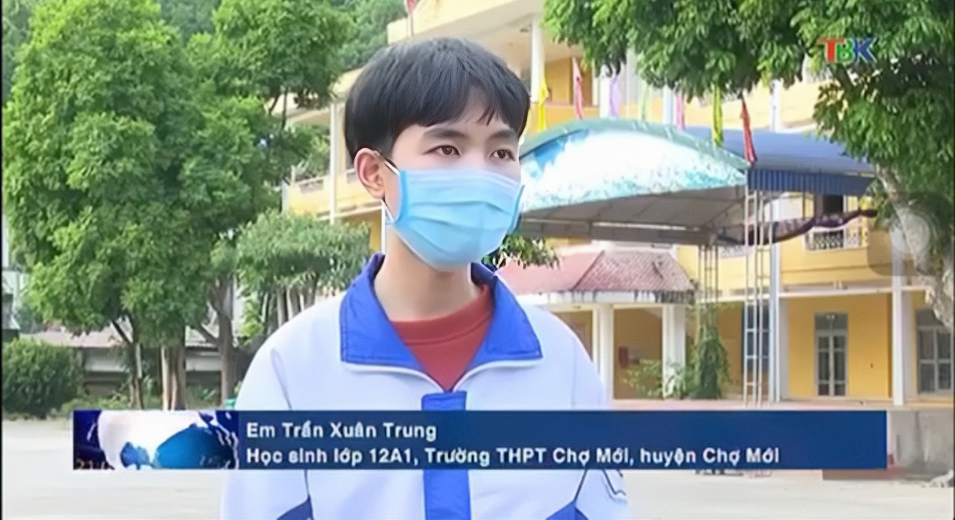 Trung từng được Đài truyền hình Bắc Kạn phỏng vấn về thành tích học tập.